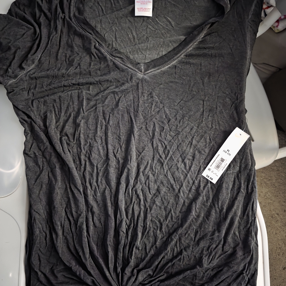 Black/Gray V-Neck Women's Top